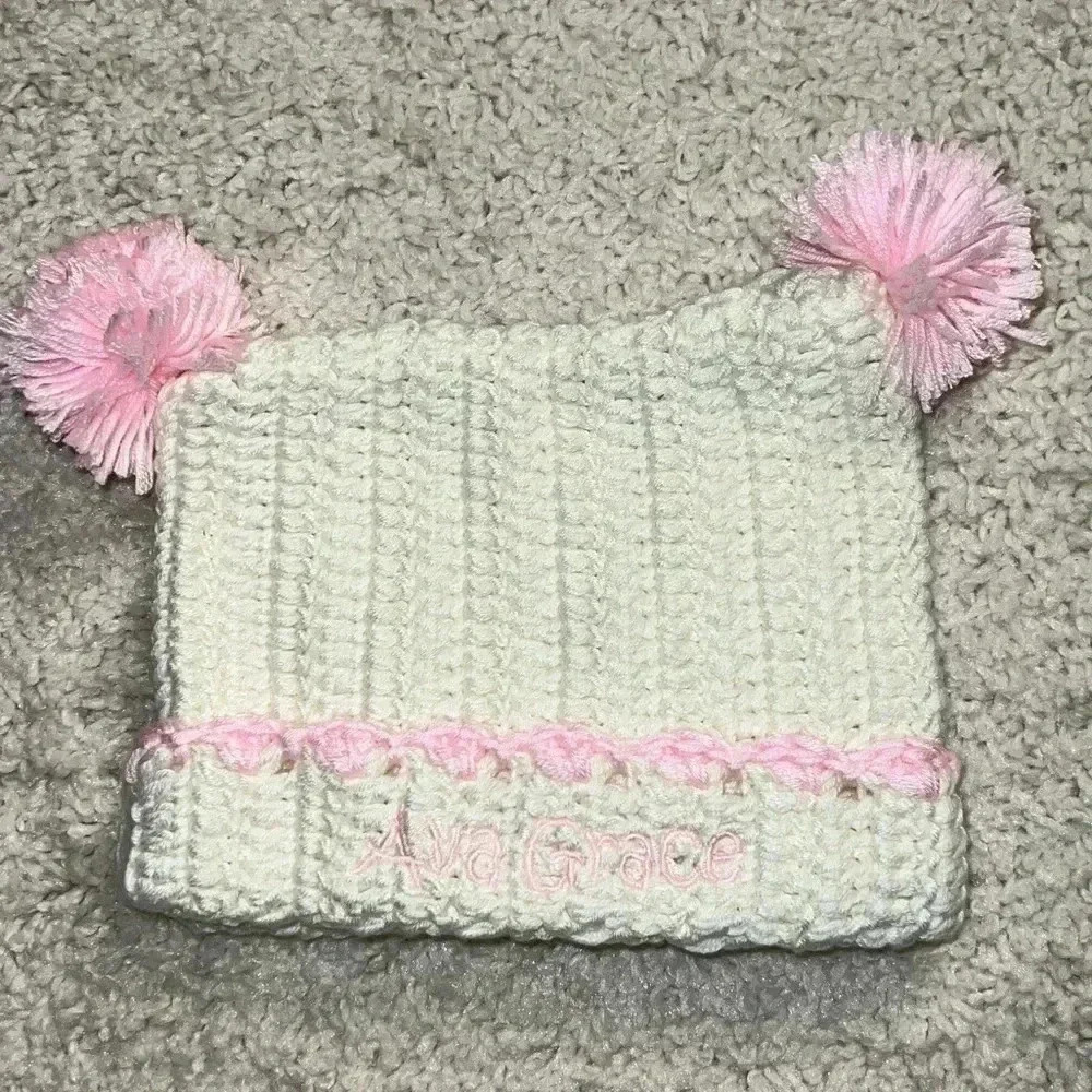 Soft Knit Children’s Hat With Name Ava Grace